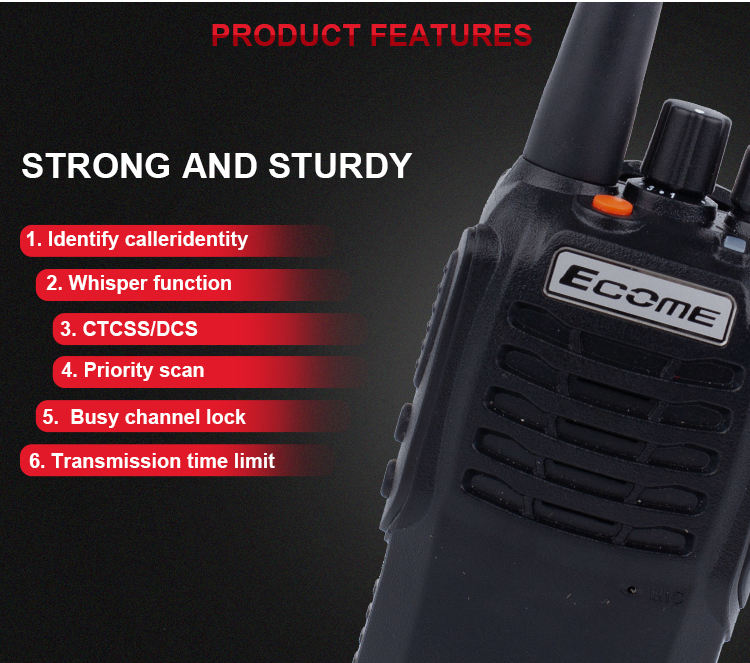 ECOME ET-518 Rugged ładowne małe dwukierunkowe radio 5-kilometrowym Bezprzewodowe Walkie Talkie