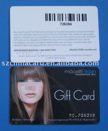 PVC plastic bar code card