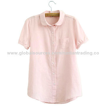 Women's summer casual shirt, short sleeve and 100% cotton
