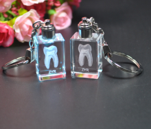 Transparent Block Key Chain with Lamp LED Light - Dental Clinics Promotion Gifts