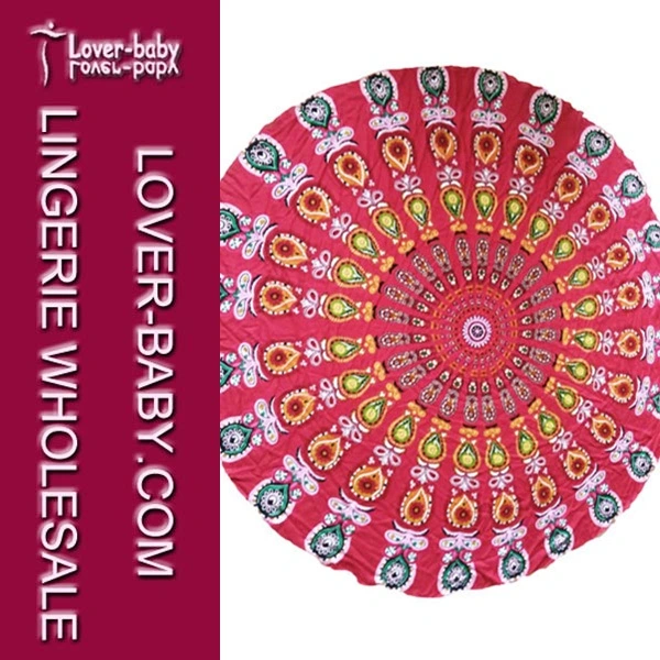 Mandala Round Tapestry Towel Round Blanket Purple Color (L38360-2)