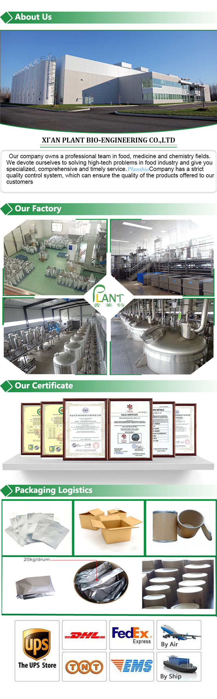 PLANTBIO supply high purity total  chlorogenic acids 25% 50% green coffee extract