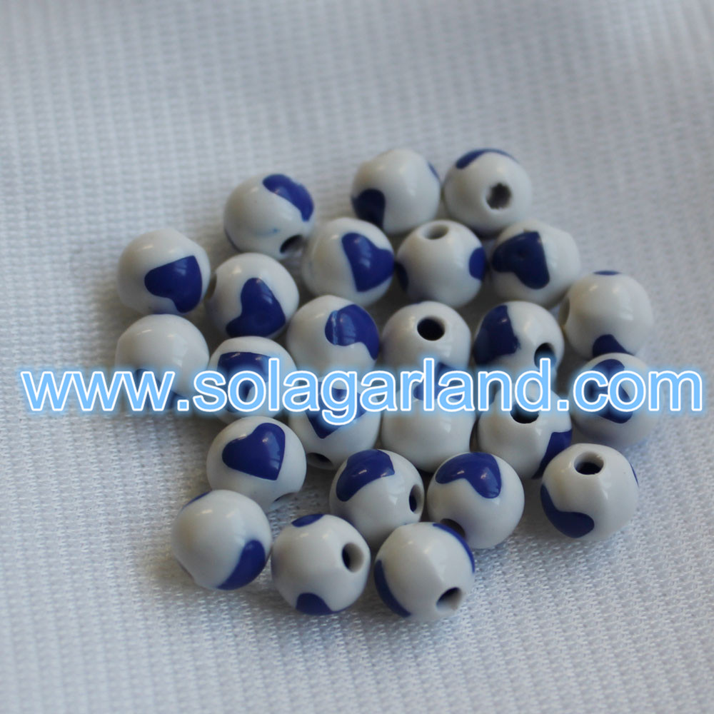 8MM Round Plastic Heart Beads