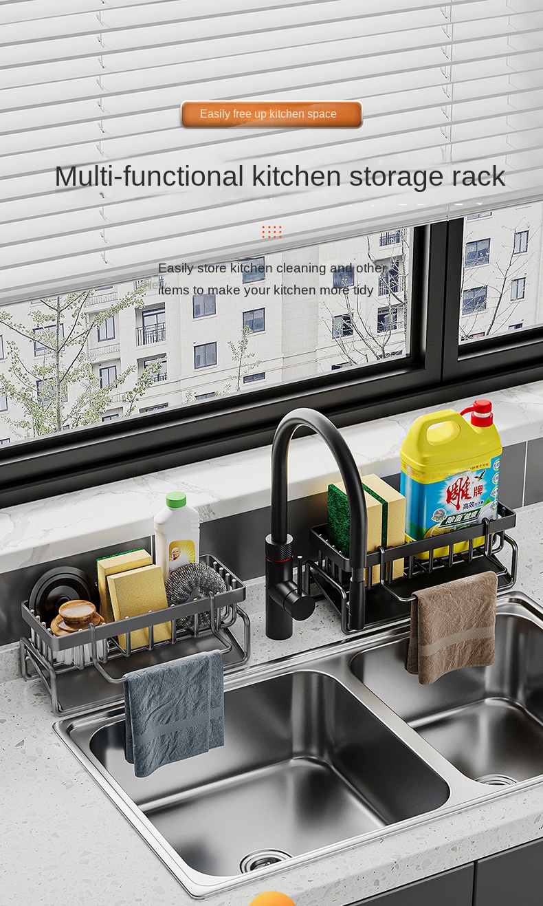 Çift Tutucu Karbon Çelik Lavabo Rafı Double Holder Carbon Steel Sink Rack