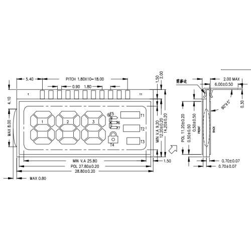 Customized ARKLED 28.8*14.2 TN LCD Integrated Display