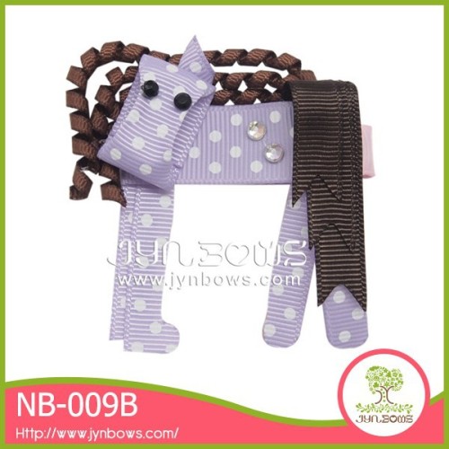 Special design ribbon lavender cute horse wholesale hair clips