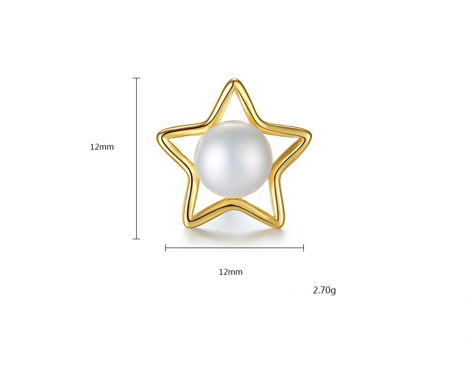 Lovely Star Shape Gold Plated Freshwater Pearl Sterling Silver Stud Earrings