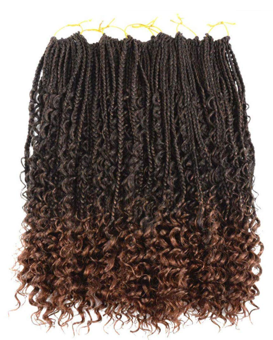 Curly Box Braids River Locs Crochet Faux Goddess Braided Hair with Curl Ends 3S Synthetic Braiding Hair with Mermaid Waves