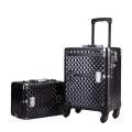 2in1 set makeup case dengan 360 derajat rolling wheel cosmetic train case