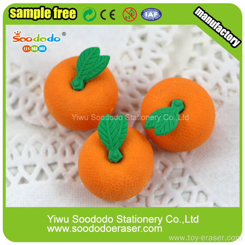 Cute Orange Shaped Rubber Eraser Fruit Rubber Sets