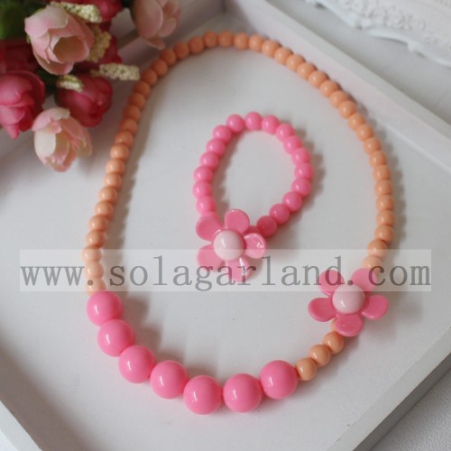 Collier de perles acryliques de fleur de soleil Bubblegum