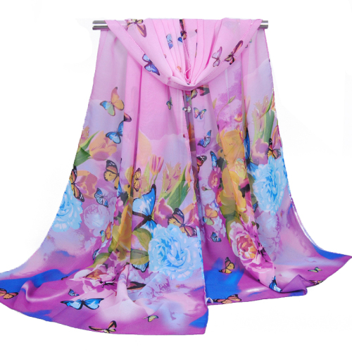 Butterfly Printed Thin Autumn Lady Chiffon Scarf