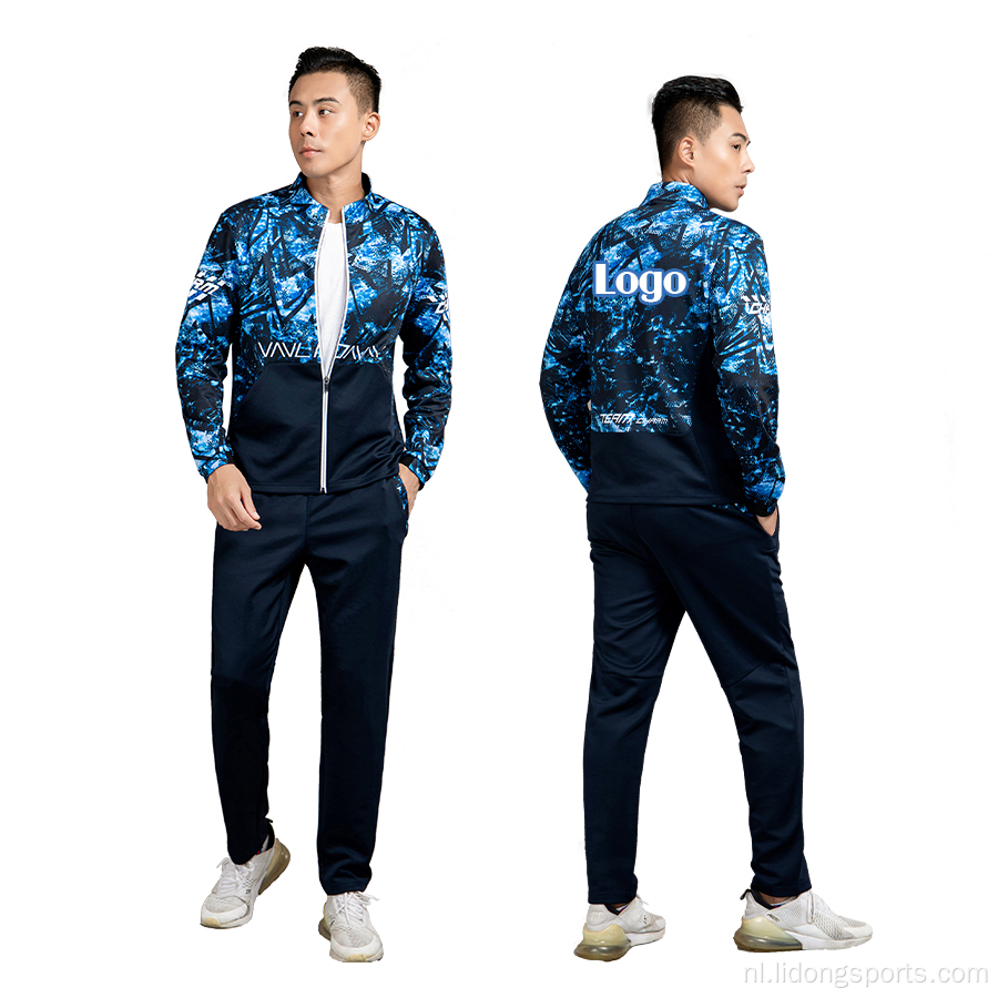 Mode aangepaste print logo Men Sport Polyester tracksuit