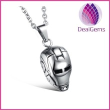 Stainless steel Iron Man helmet pendant with chain
