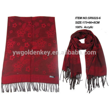 Red Visvose Plaid knitted scarf for women