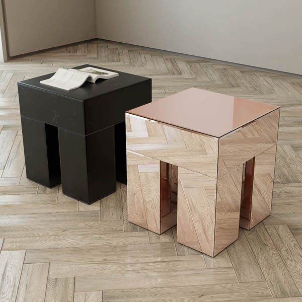 Multi-color optional mirrored bedside table