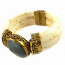 Imitation shell bangle, imitation stone, anti gold elegant