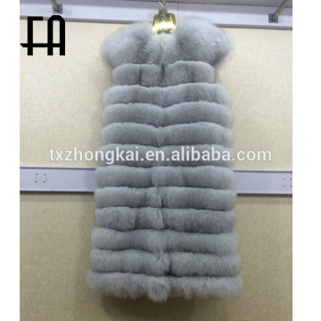 wholesale fashion lady's natural blue fox fur leather vest /fox fur waistcoat