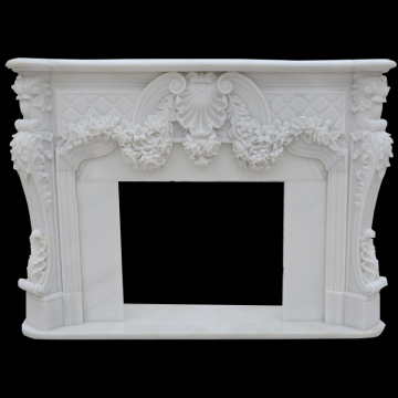 Home Decoration Cultured White Marble Fireplace