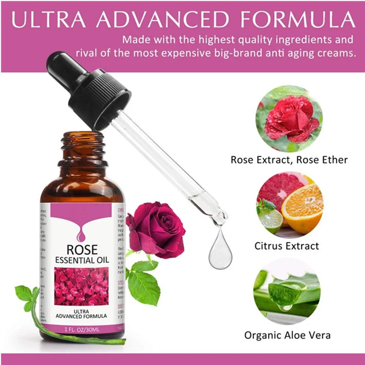 Rose Essential Oil Vitamin C Skin Care Brightening Anti Aging Wrinkles Oil