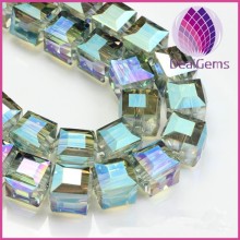 AAA grade 30 facets cubic plating glass beads 10*10mm wholesale