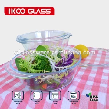 2.0L clear borosilicate pyrex Round glass lid casserole