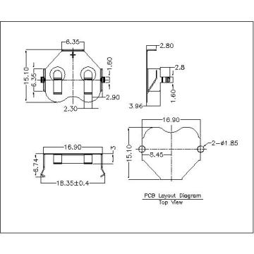 Contatos da bateria para CR1632A BS-S-SI-B-CR1632A