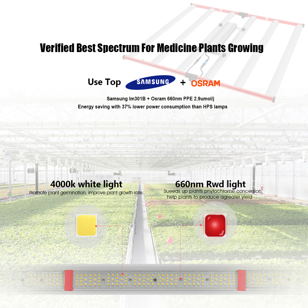 Χονδρική πτυσσόμενη LED 600W Grow Light Bar Horticulture