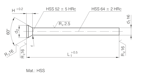 Conical Head Punch DIN9861/ISO6752 HSS Material