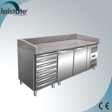 2 Doors Stainless Steel Pizza Counter With Marble Top