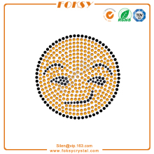 Smirking emoji iron on crystal transfers