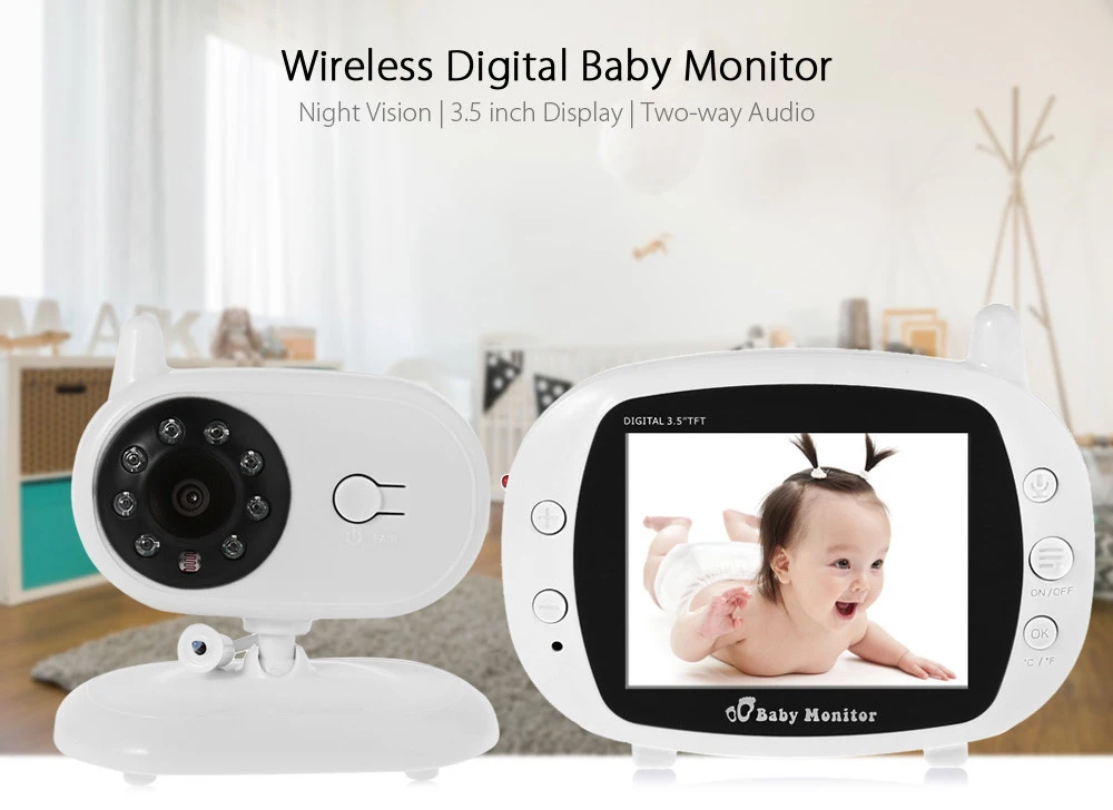 3.5inch LCD Screen Wireless Digital Baby Monitor Two Way Audio Video Baby Products Night Vision Lullaby Infant Camera