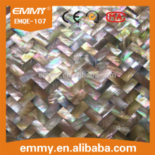 high quality brown strip chip dark shell mosaic seashell tiles hotel wall tiles