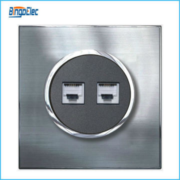 Flame retardant double tel computer electric socket