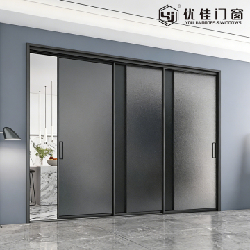 Modern Triple Panel Single Glass Sliding Door