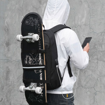USB Charging Anti-Theft Reflective Waterproof Skateboard Backpack for Roller Skating