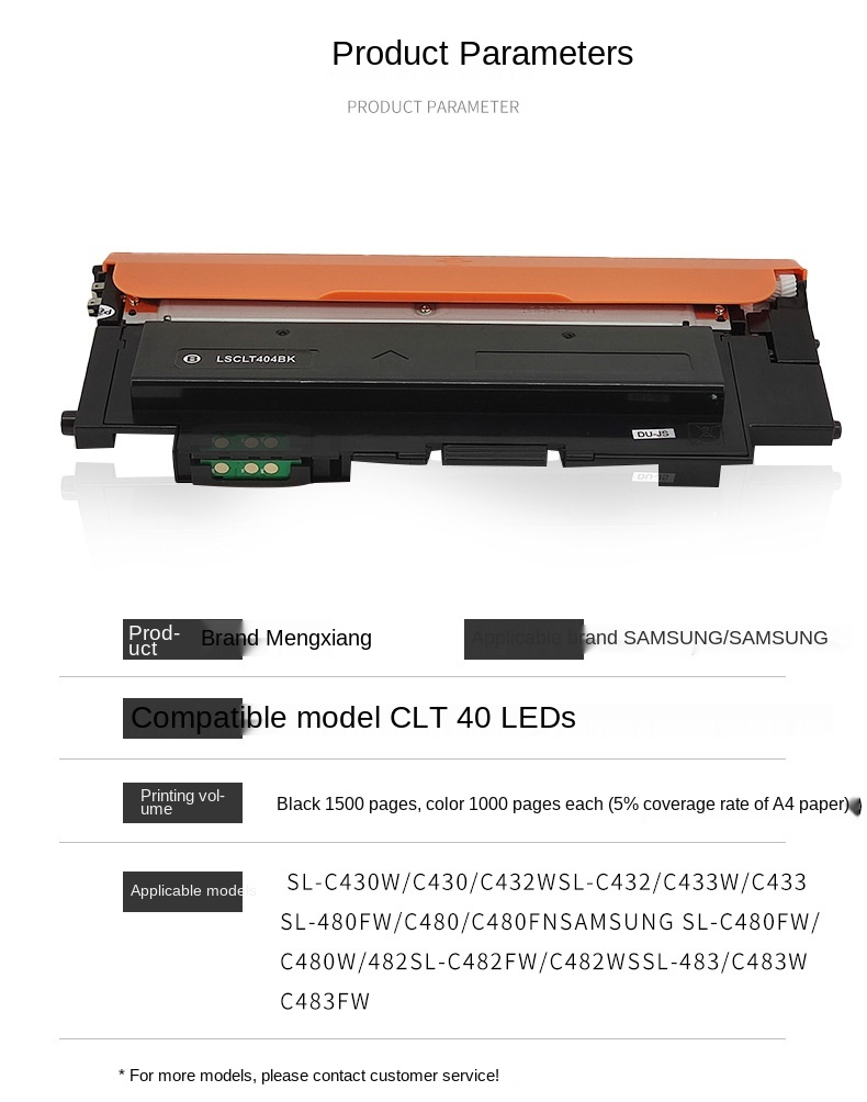 for Samsung CLT-K404S CLT K404S 404S CLT-404H   C430 C430W C480 C480W  Compatible Toner Cartridge color printing