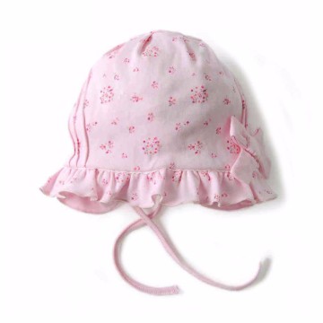 newsborn toddler floral printed ruffles baby bonnet hat with string