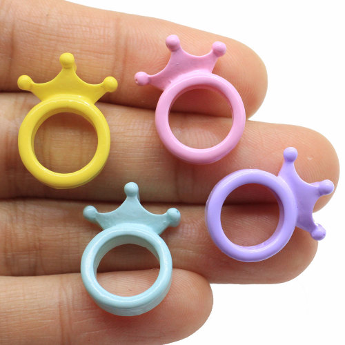 Φτηνές Kawaii Resin Princess Crown Ring Flat Back Cabochon Artificial DIY Craft Girls Party Ornament Dollhouse Toys