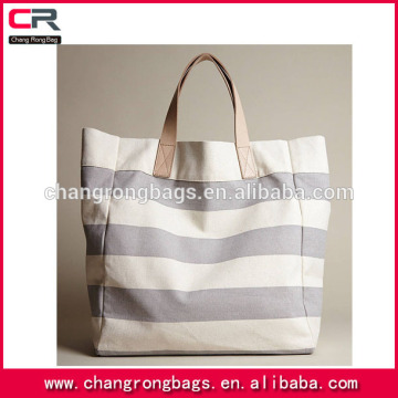 Grey Stripe jute tote bag, Stripe jute shopping bag , stripe jute tote , jute tote bag with leather handle