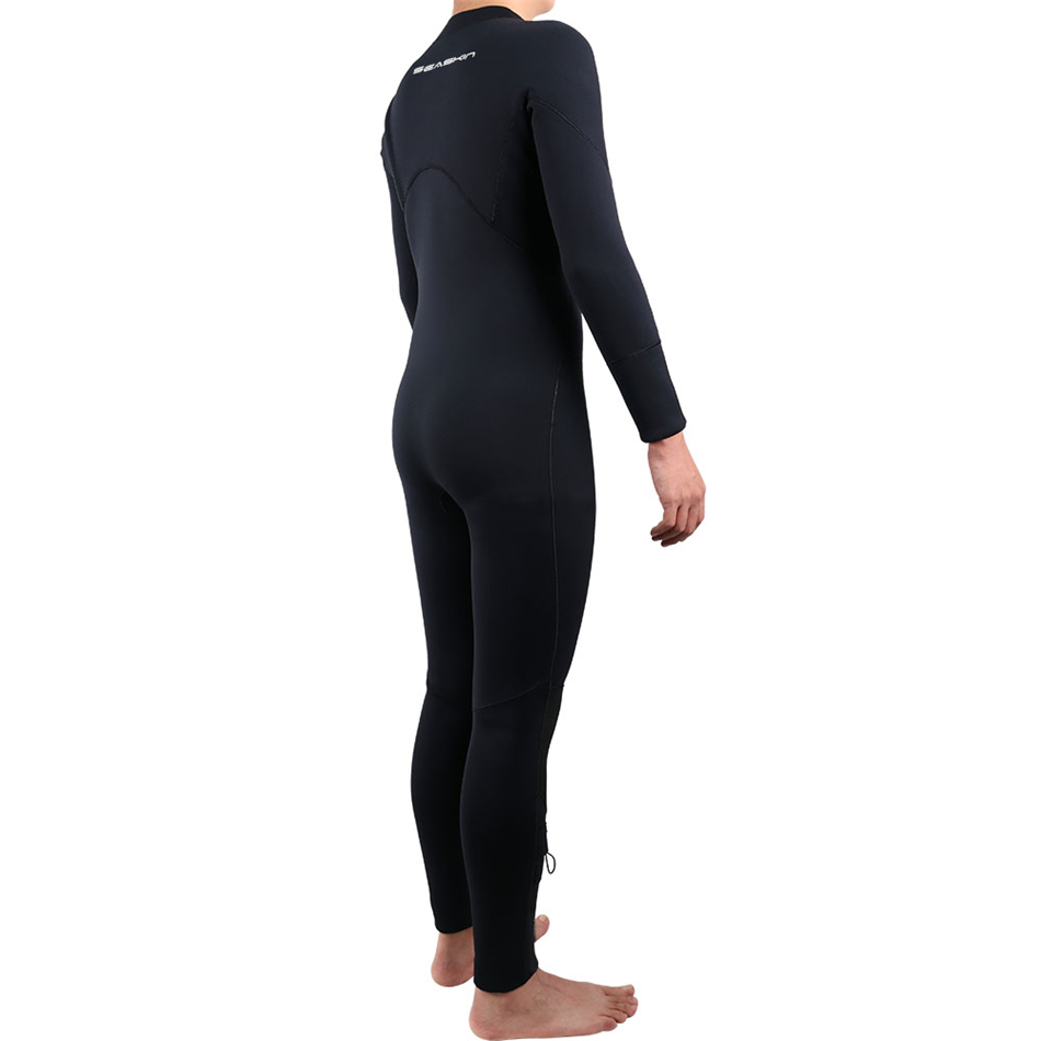 Seaskin Mens 3mm Neoprene Zip Wetsuit Penuh Percuma