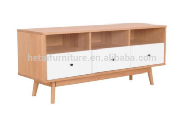 Oak veneer cabient, wooden TV stand with drawers and shelves