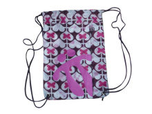 Heat Transfer Printing Bags, Pink Heart Nylon Strings Back Bag With Zipper