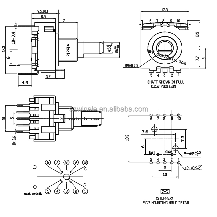 2 3 4 5 6 7 8 9  position absolute rotary encoder with push function
