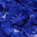 Deep Blue Color 3D Flower Lace Embroidery Fabric