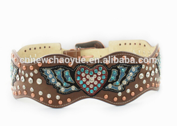 Western rhinestone leather belts