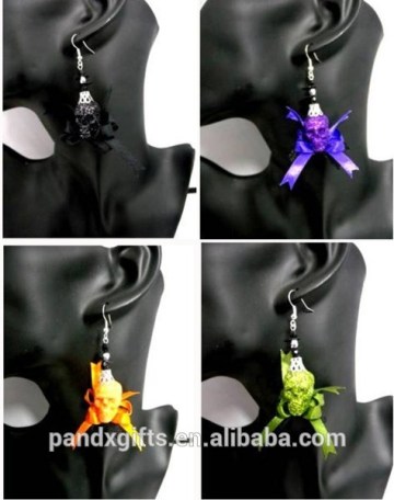 GLITTER SKULL EARRINGS 4asst