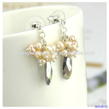 Silver Stones Earrings Pearl Jewelry