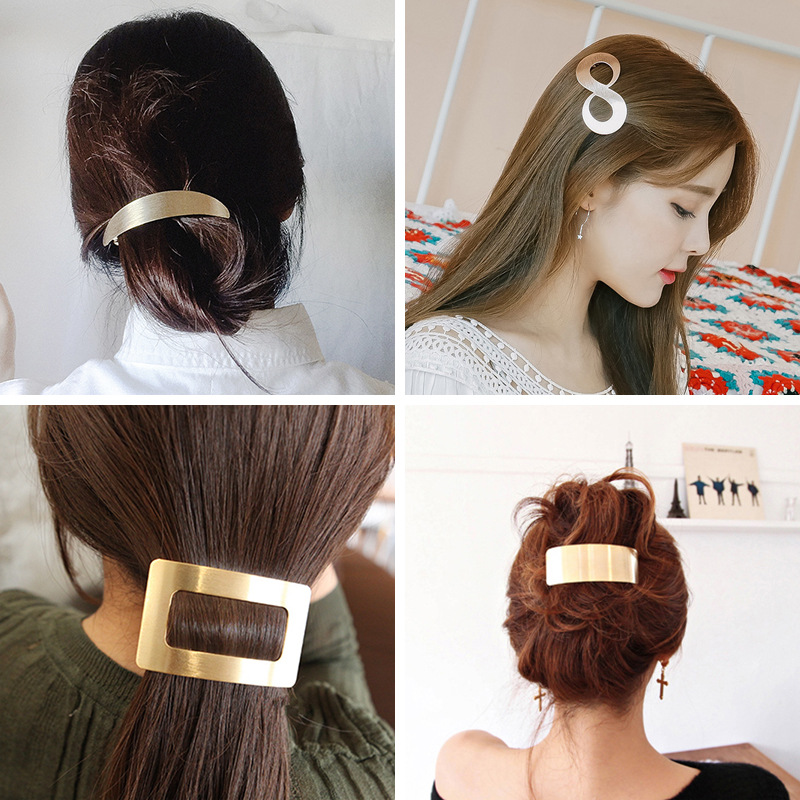 big metal snap hair clips geometry spring hairpin clip femme ins Korean ponytail hair clip pins hair accessories for girls