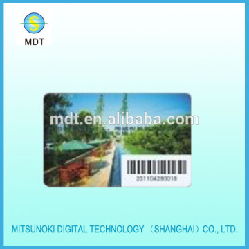 transparent card with barcode in plastic